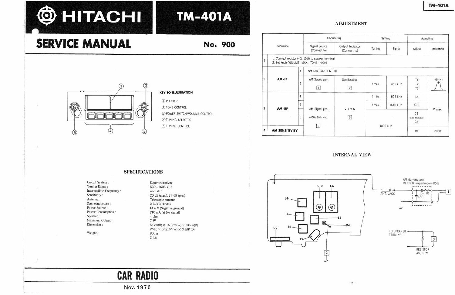 Hitachi TM 401 A Service Manual