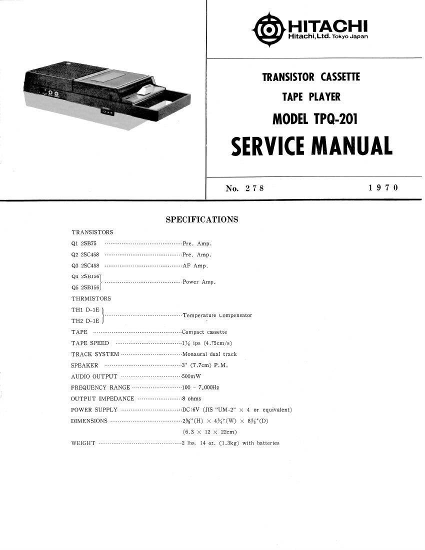 Hitachi TPQ 201 Service Manual