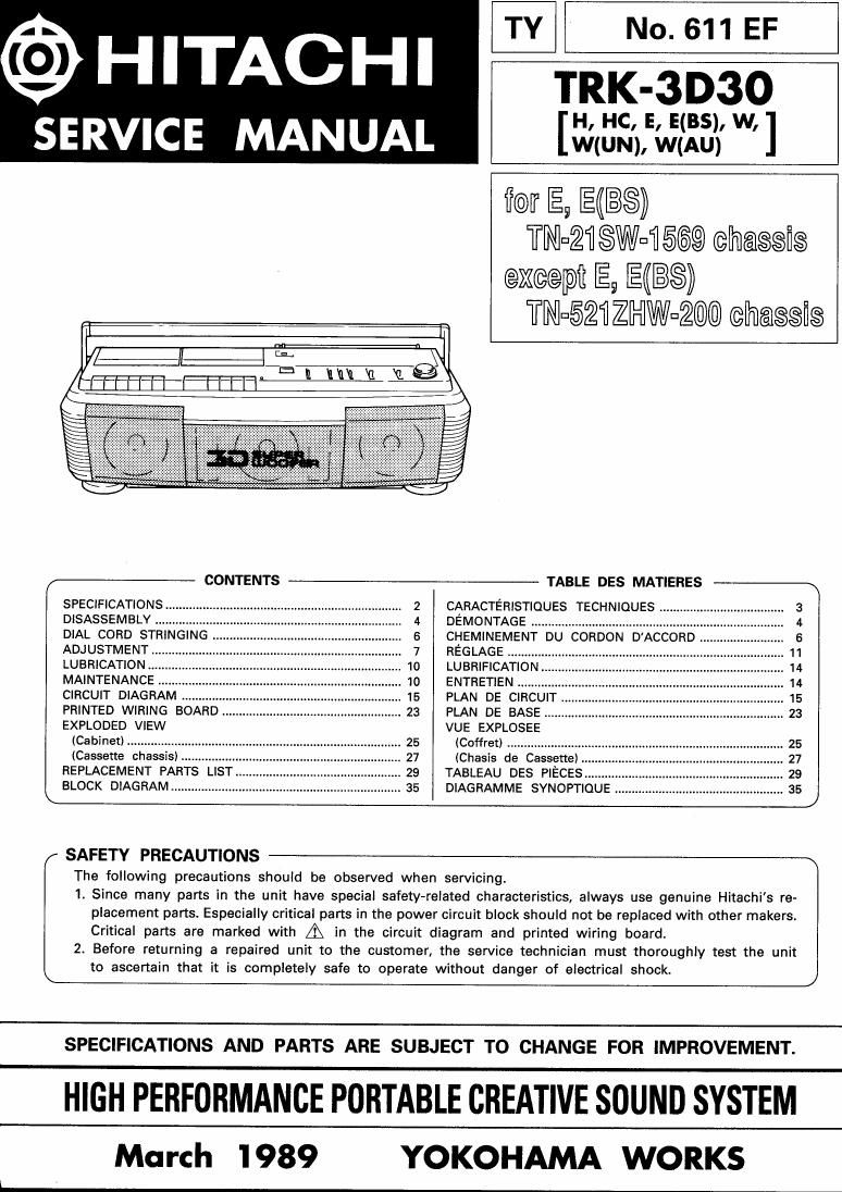 Hitachi TRK 3 D 30 Service Manual