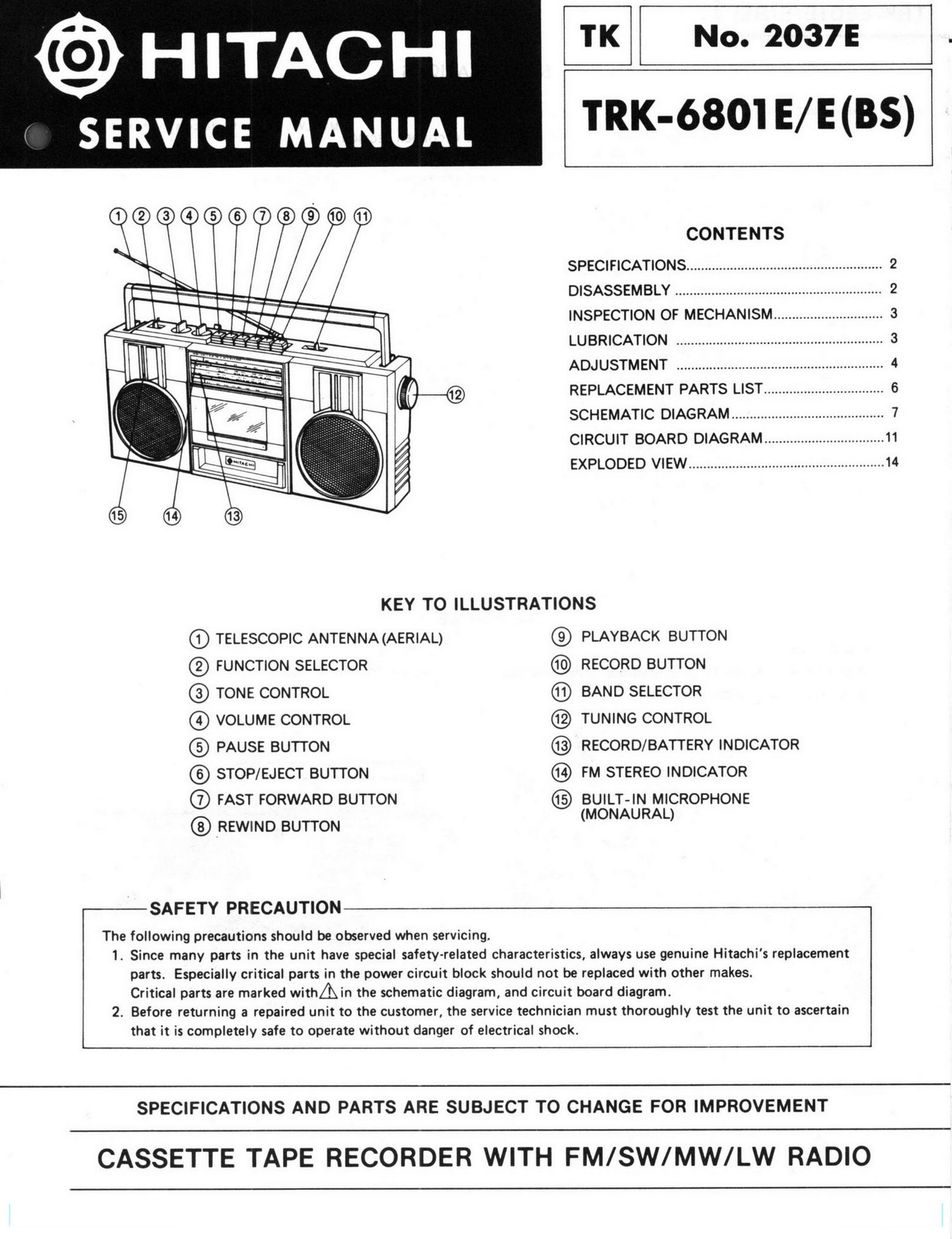 Hitachi TRK 6801 E Schematic