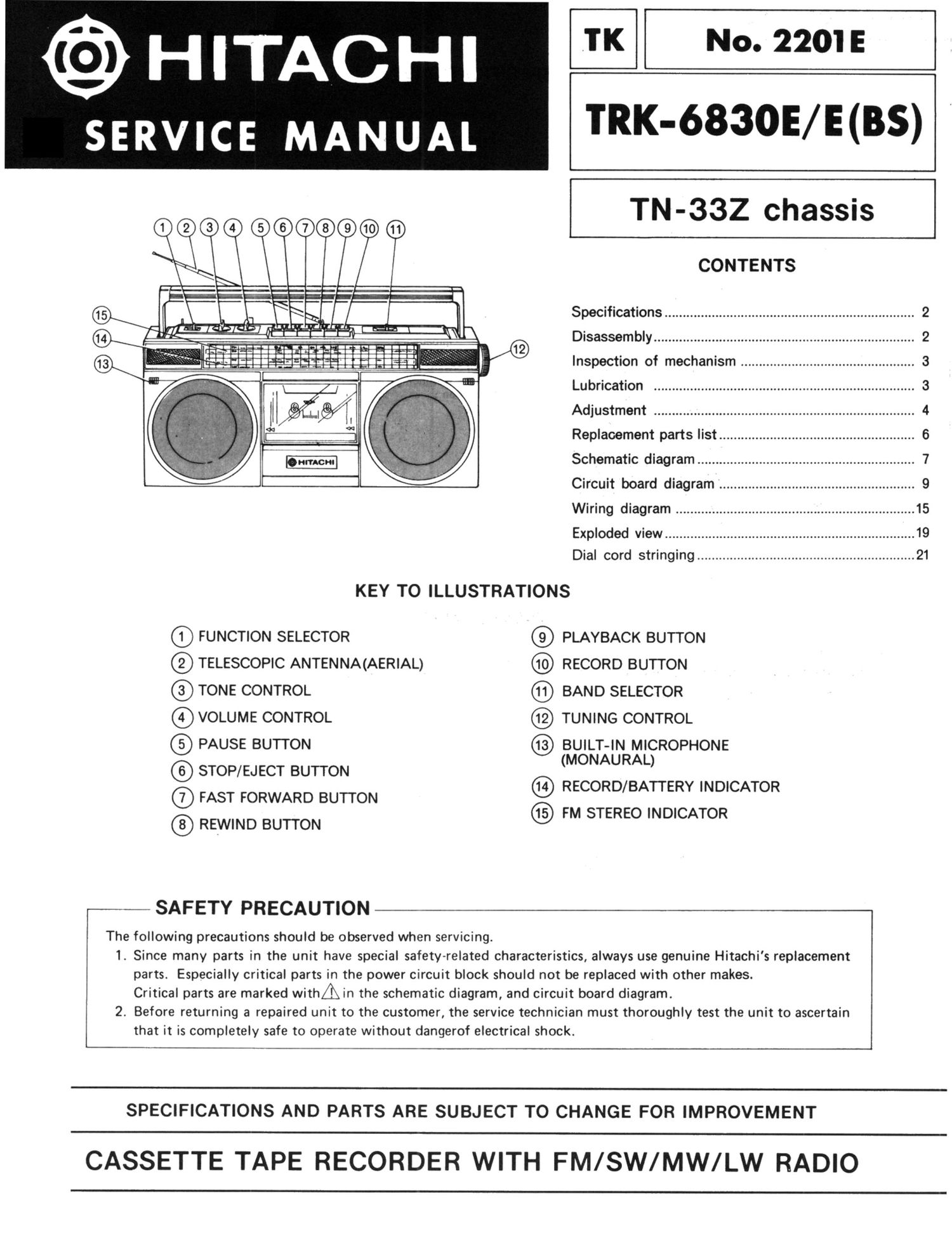 Hitachi TRK 6830 E Schematic