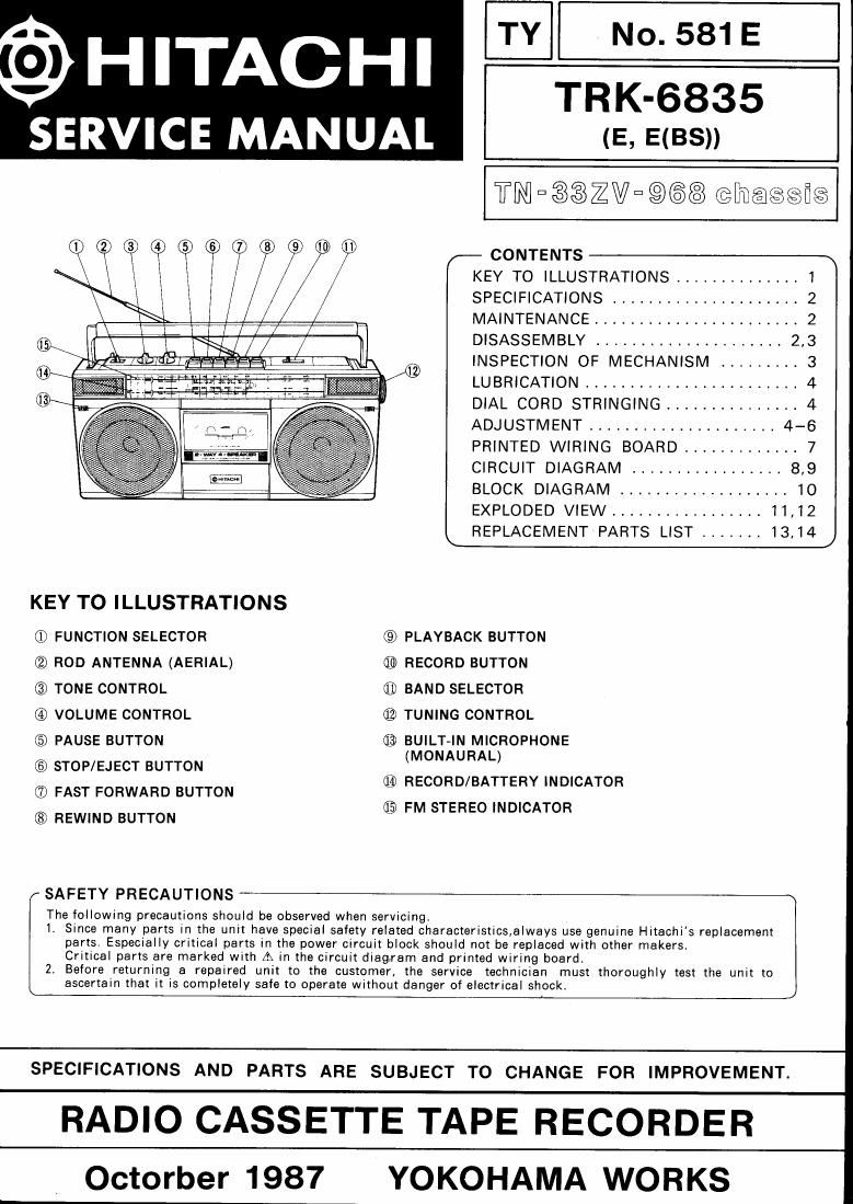 Hitachi TRK 6835 Service Manual