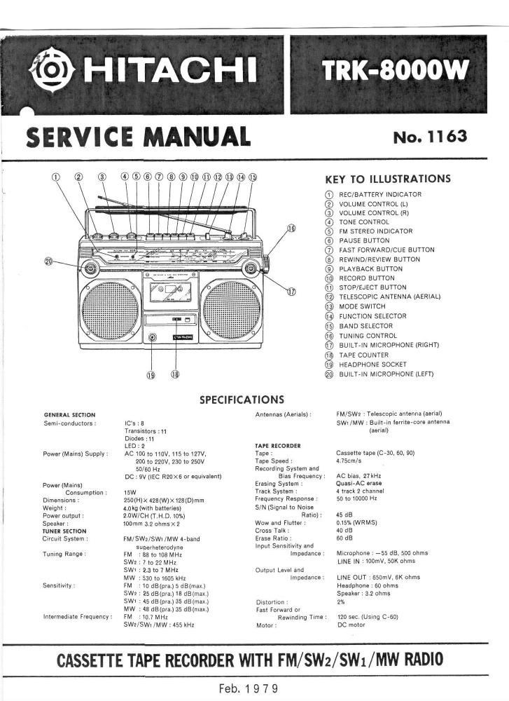 Hitachi TRK 8000 W Service Manual