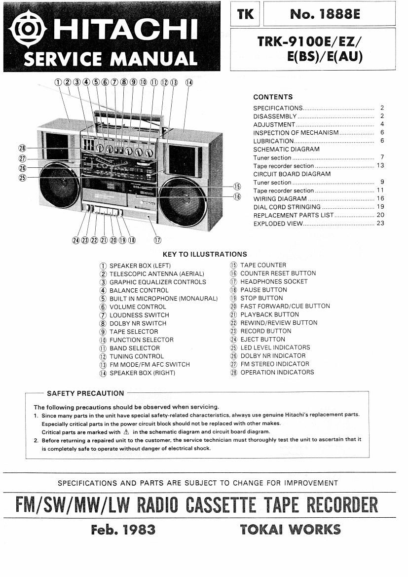 Hitachi TRK 9100 Service Manual