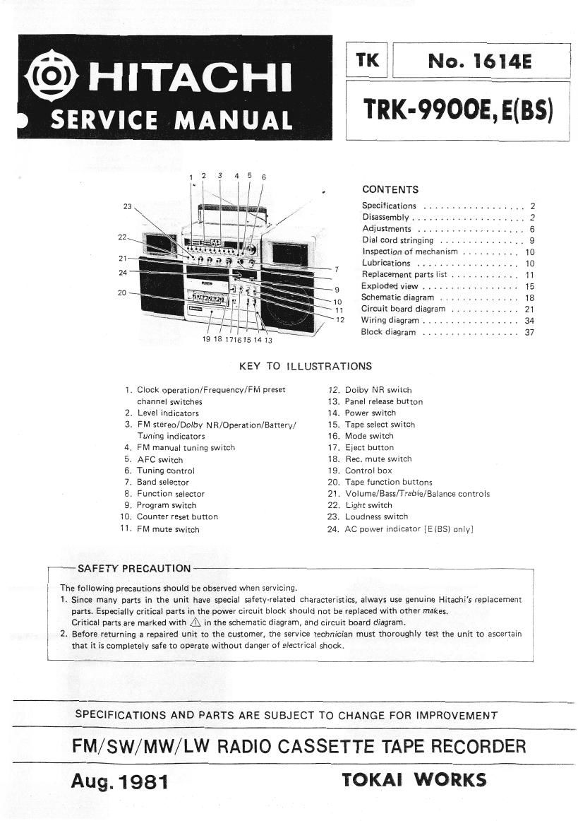 Hitachi TRK 9900 E Service Manual