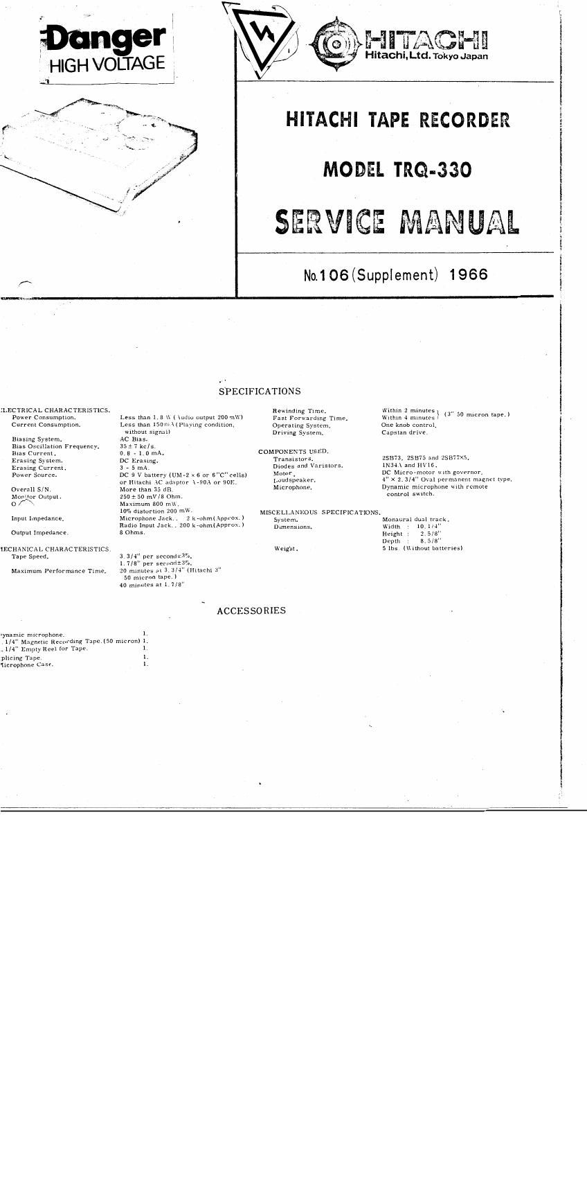 Hitachi TRQ 330 Service Manual