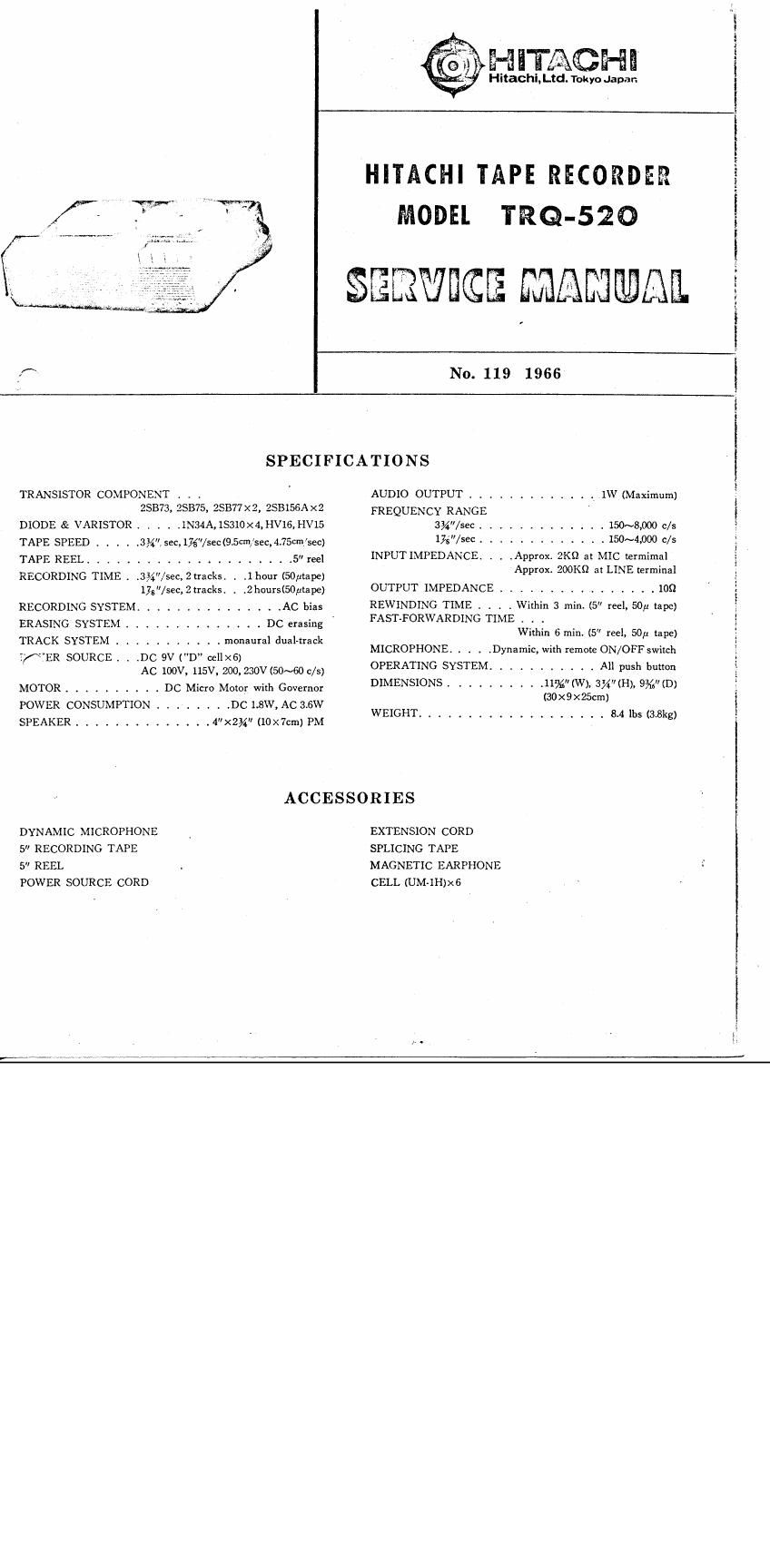 Hitachi TRQ 520 Service Manual