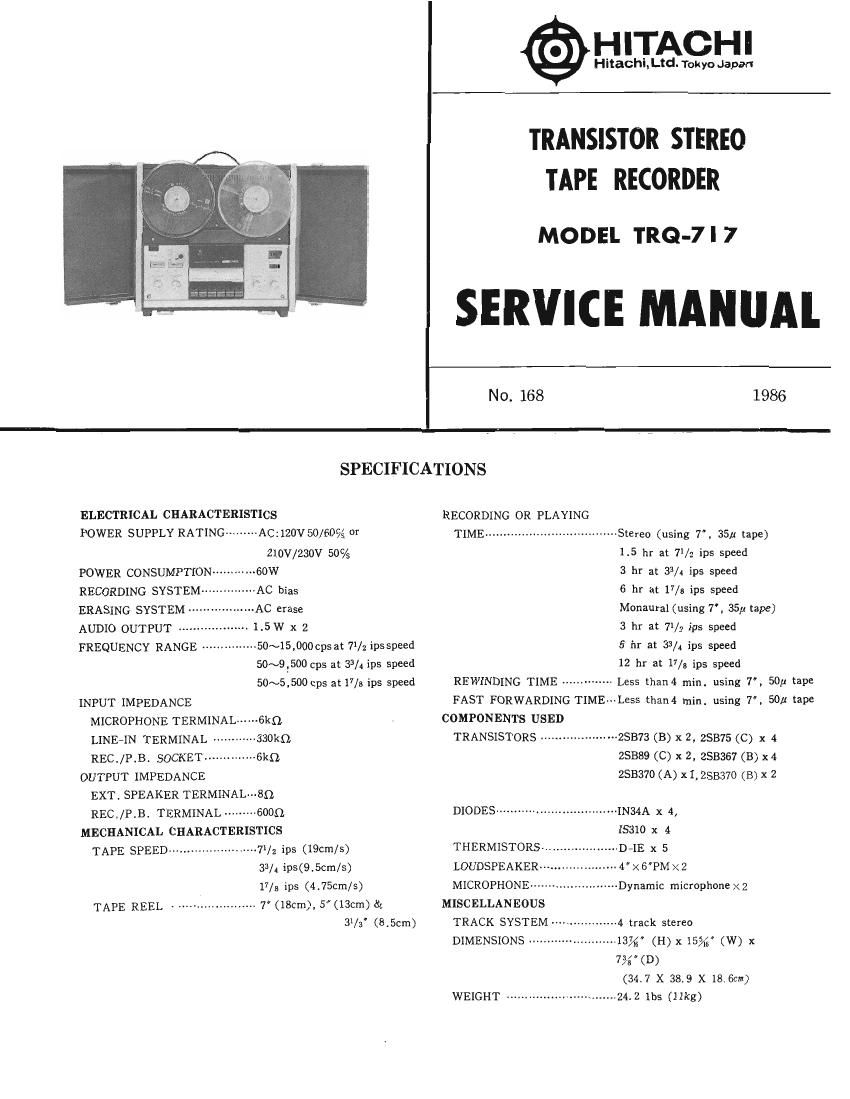Hitachi TRQ 717 Service Manual