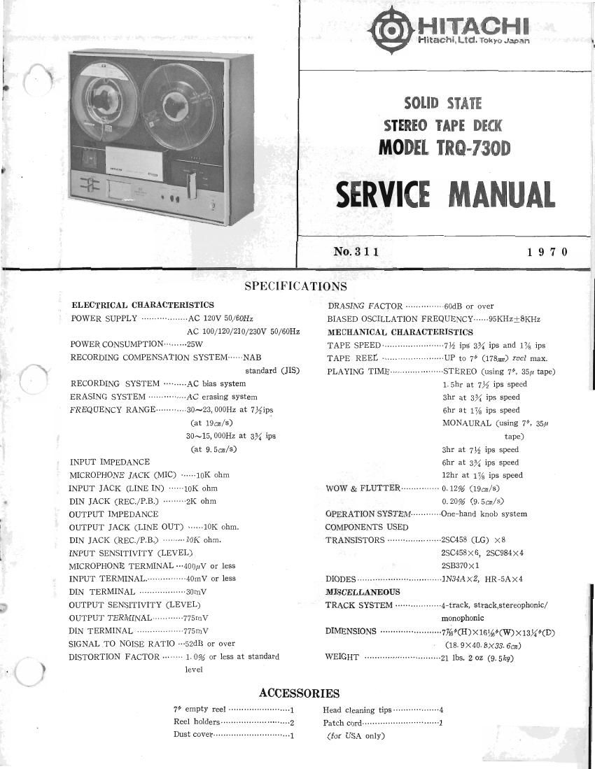 Hitachi TRQ 730 D Service Manual