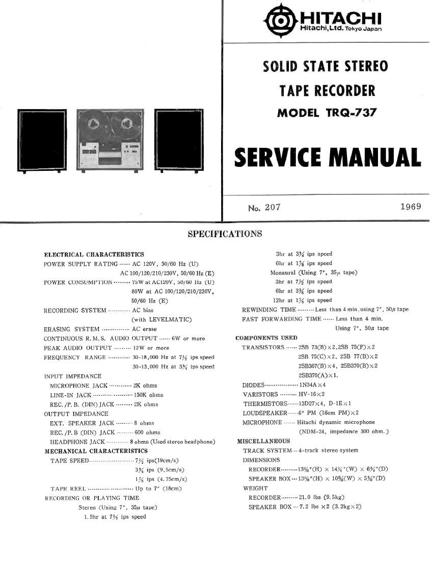 Hitachi TRQ 737 Service Manual