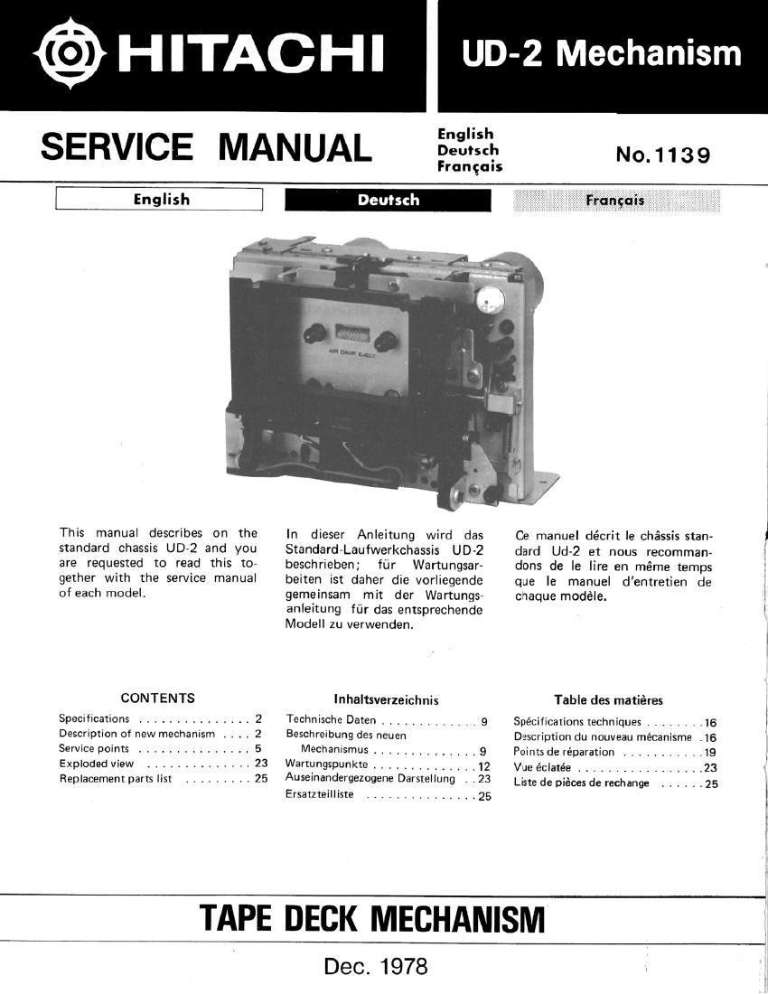Hitachi UD 2 Service Manual