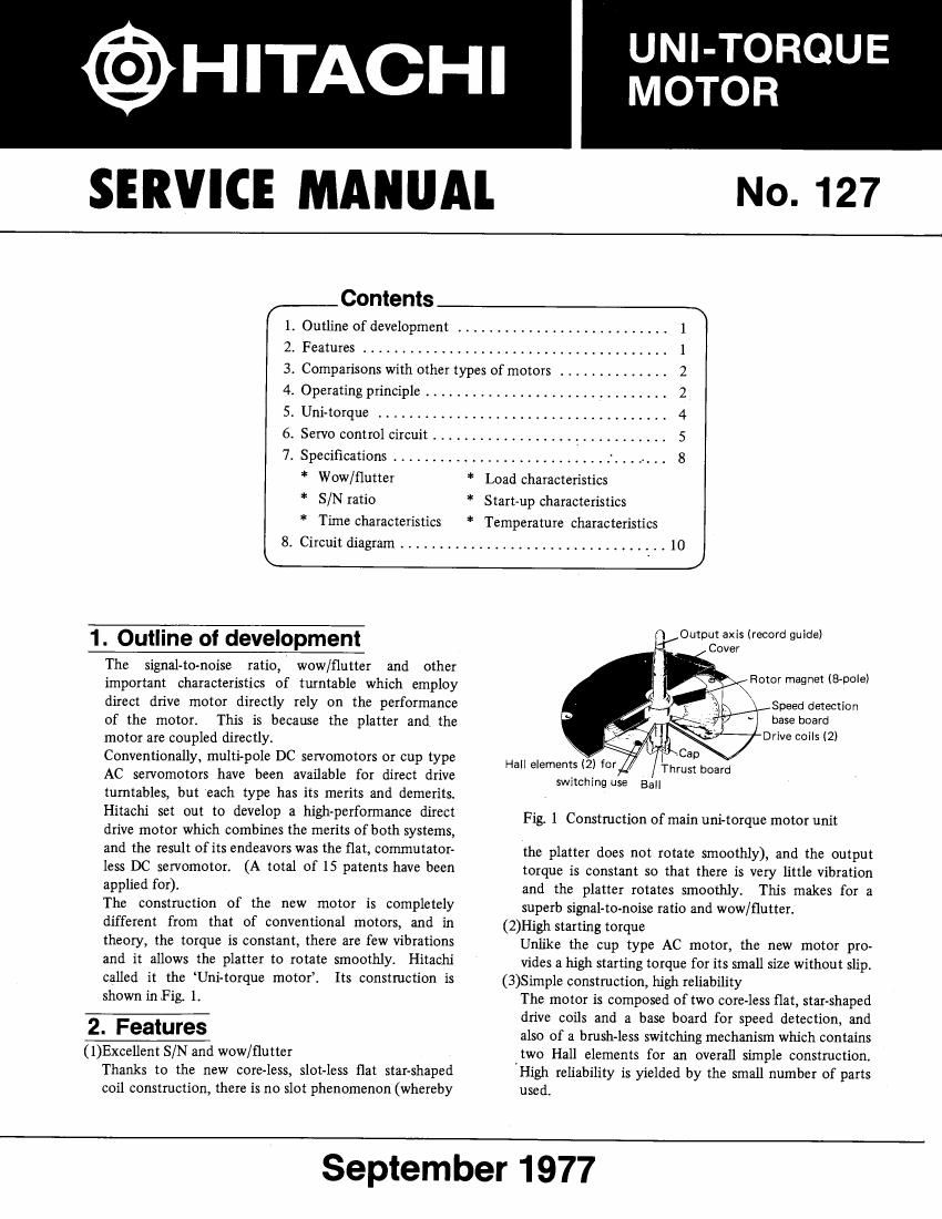 Hitachi Uni Torque Motor Service Manual