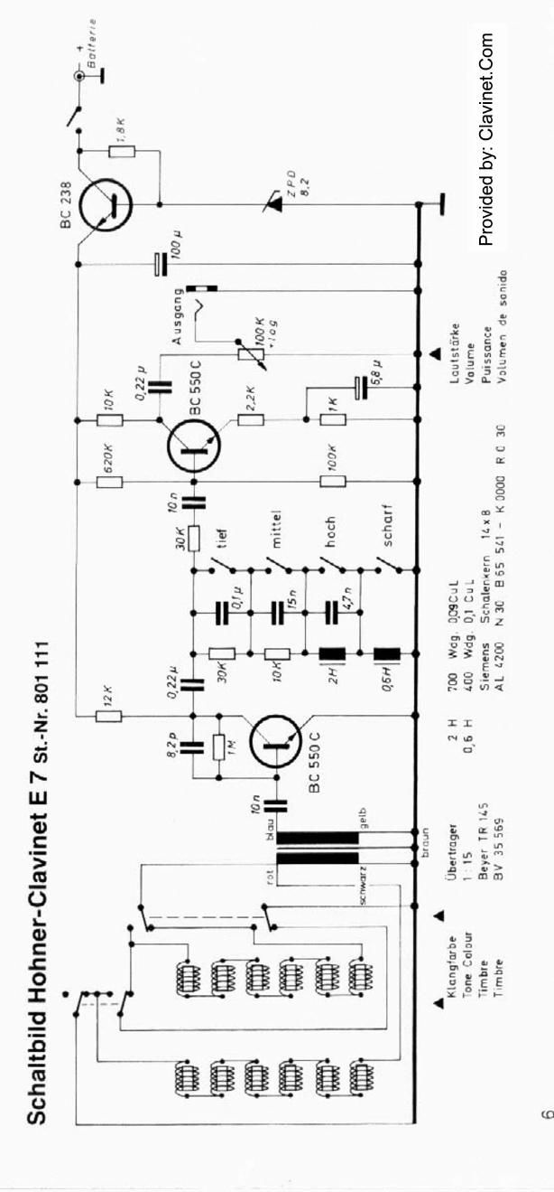 hohner clavinet e7 schematic