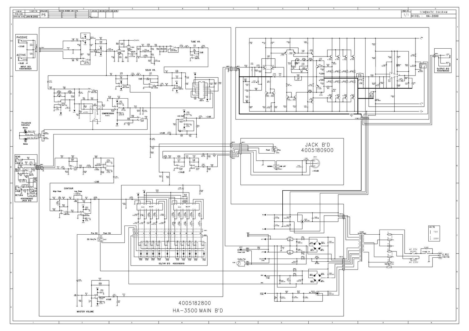 hartke ha 3500 power amplifier schematic
