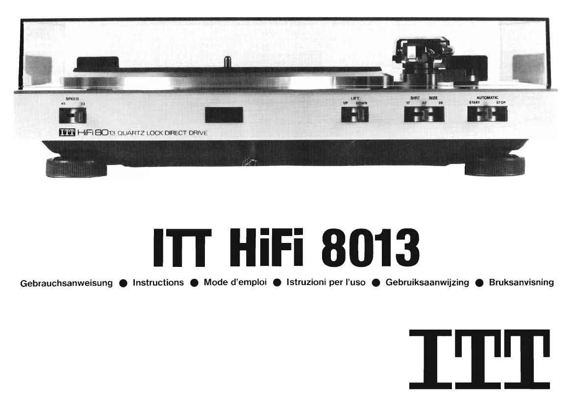 Itt Hifi 8013 Owners Manual