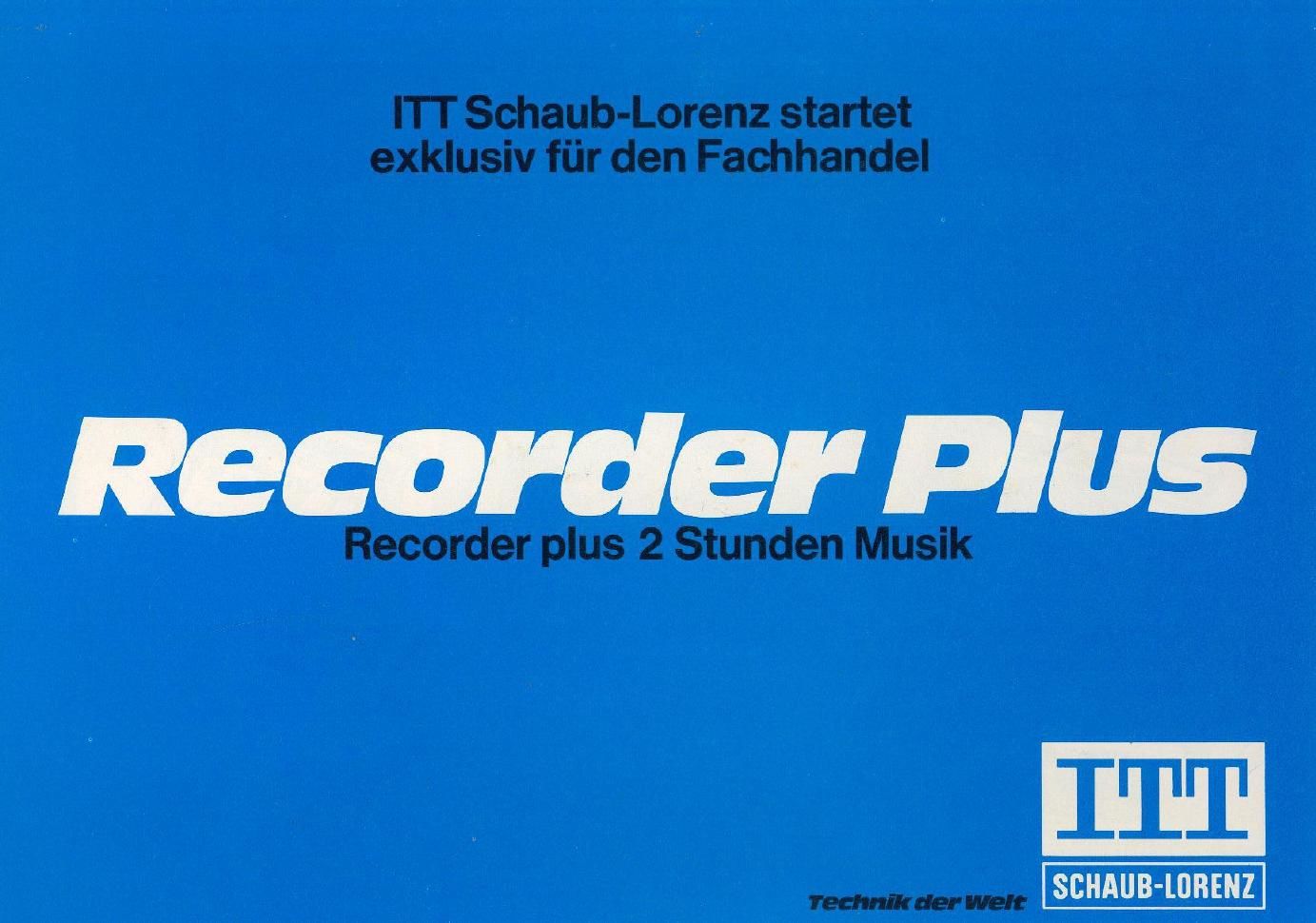 itt 1972 RecorderPlu service manual