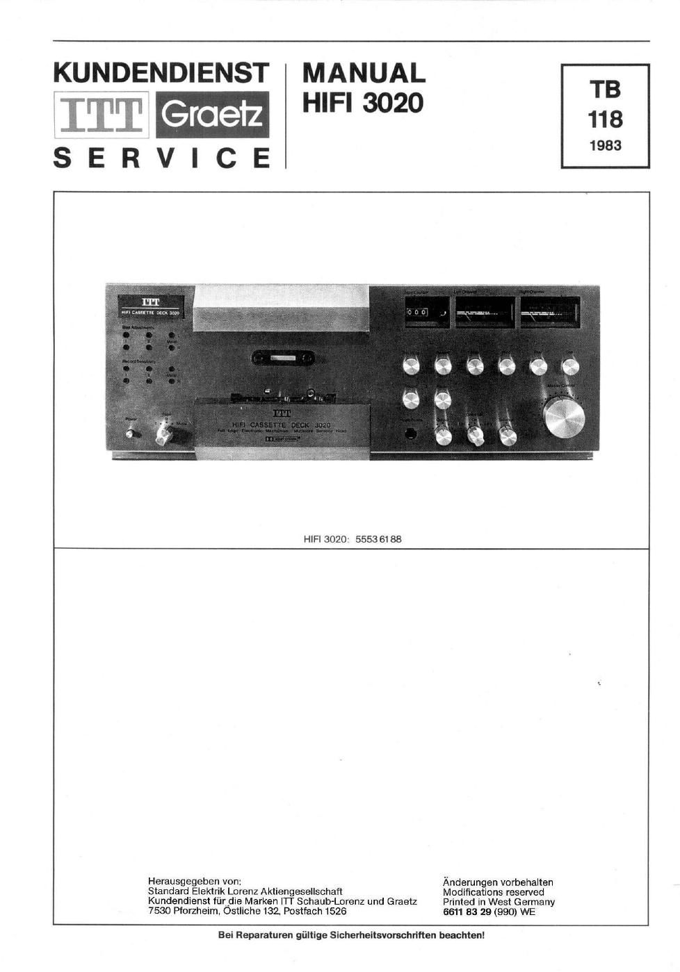 itt hifi 3020 service manual