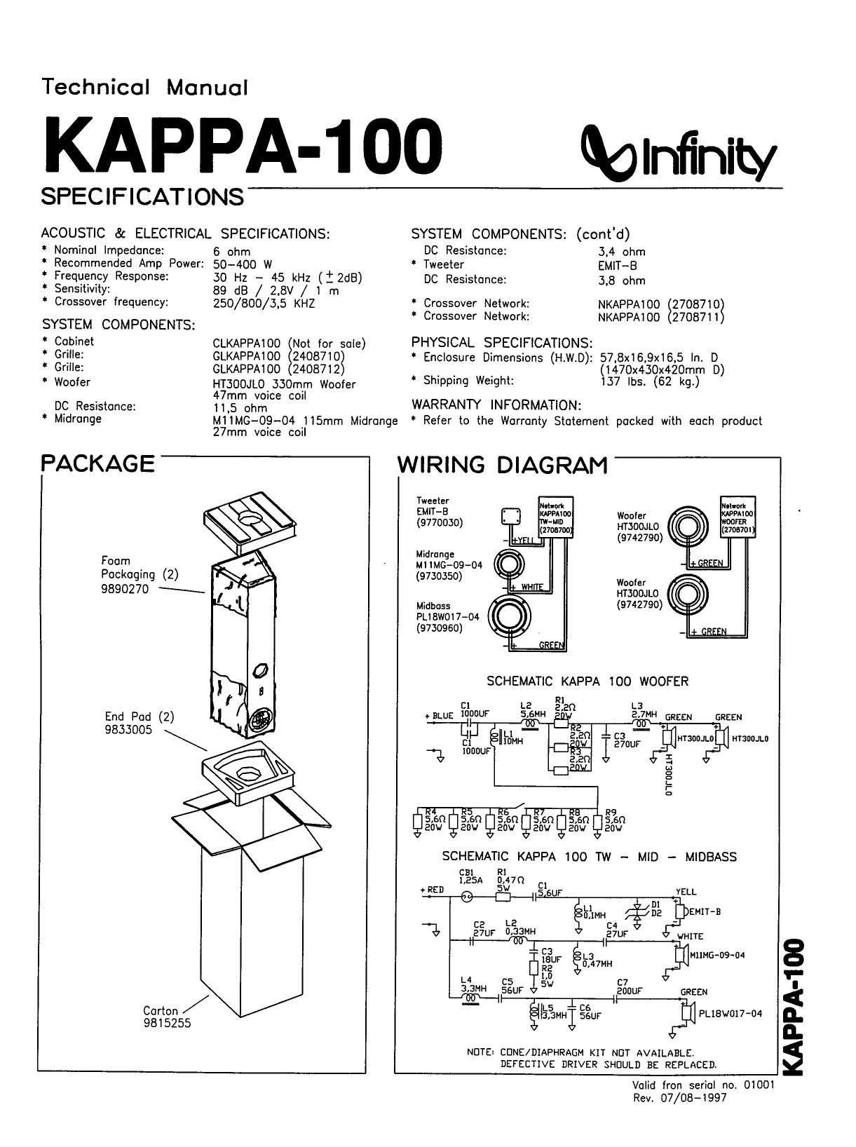 Infinity Kappa 100 Technical Manual