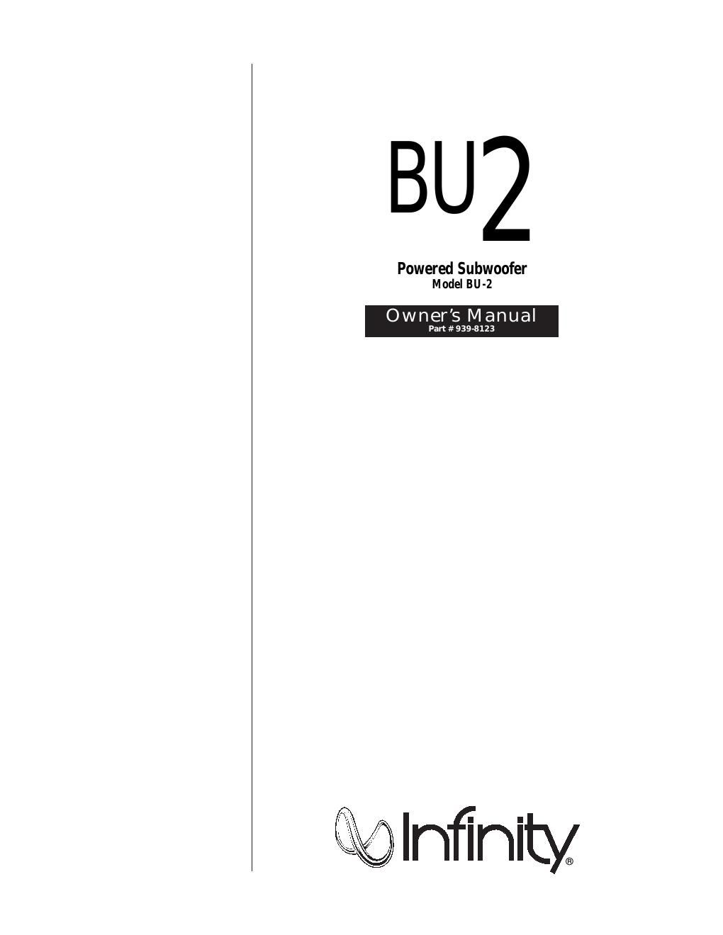 infinity bu2 owners manual