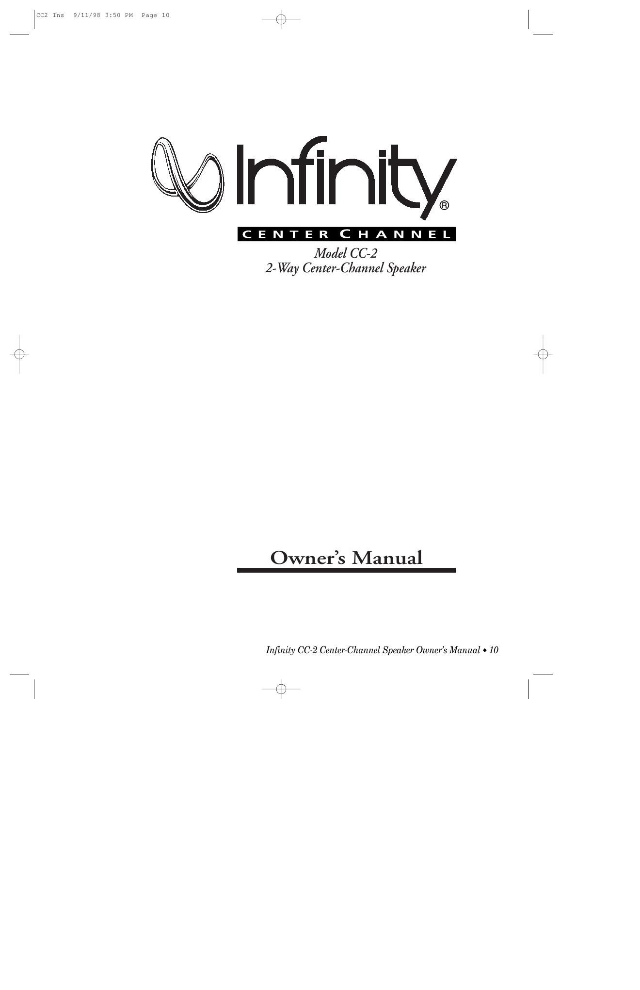 infinity cc2 ownersmanual