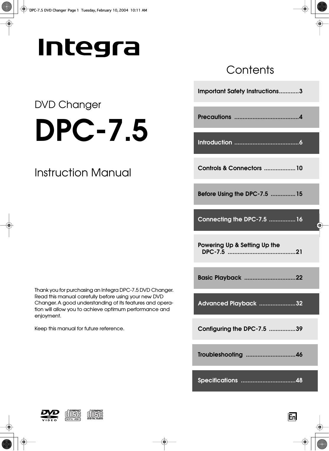 integra dpc 7 5 owners manual
