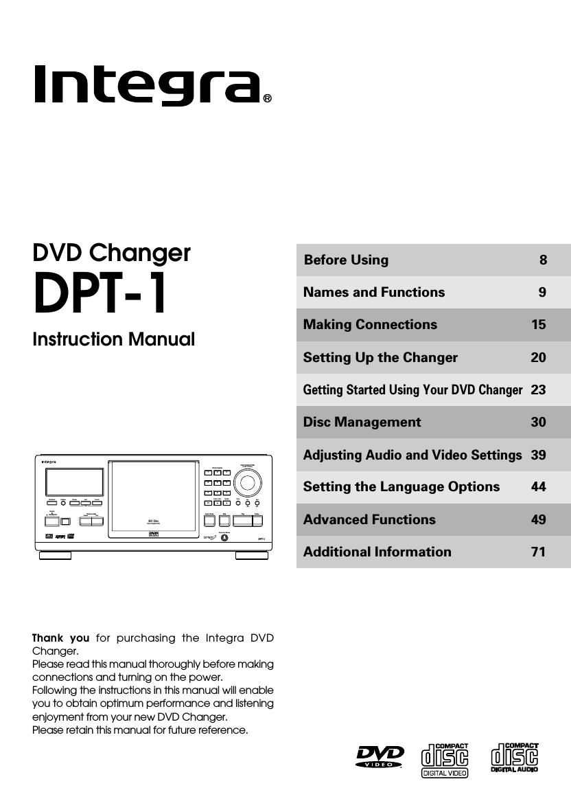 integra dpt 1 owners manual