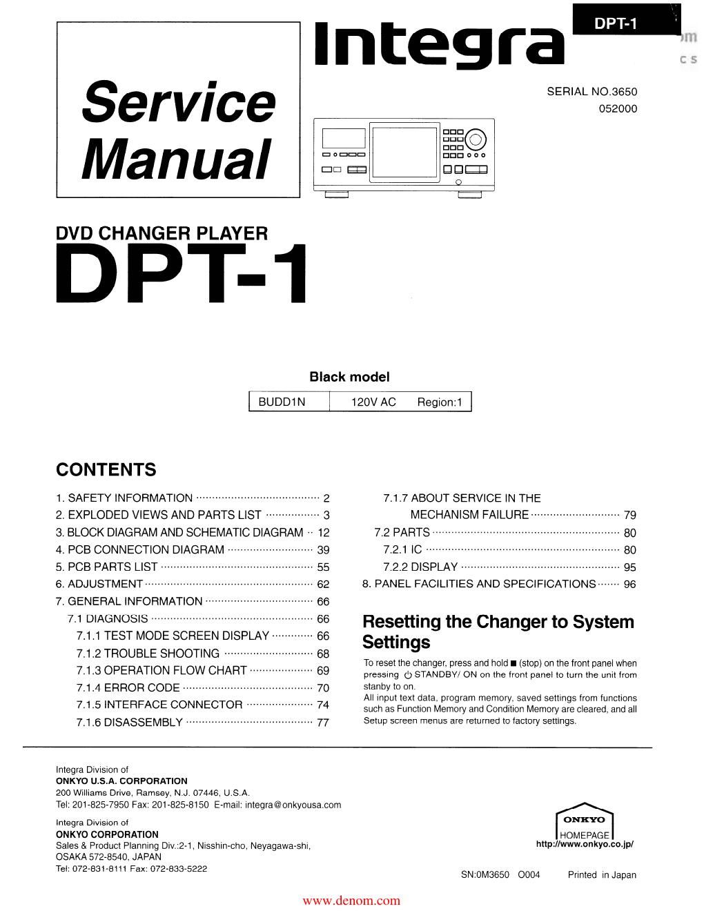 integra dpt 1 service manual