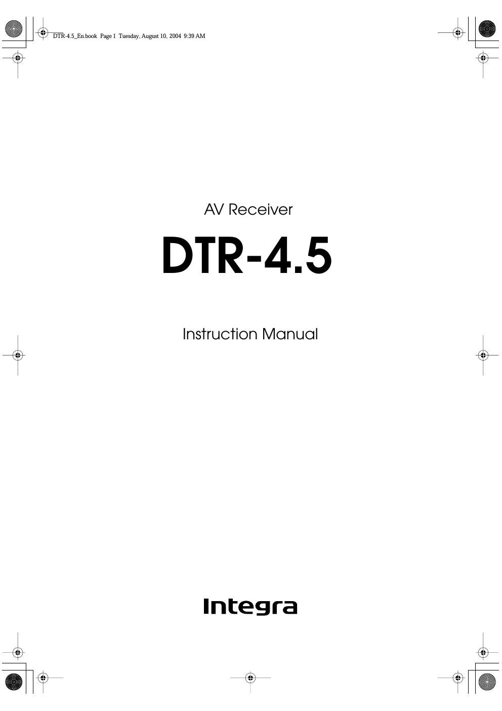 integra dtr 4 5 owners manual