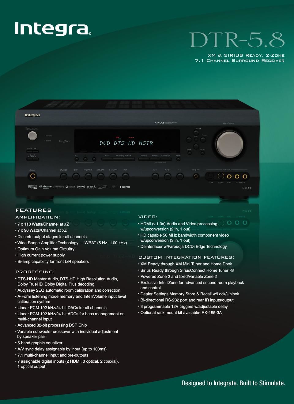 integra dtr 5 8 brochure