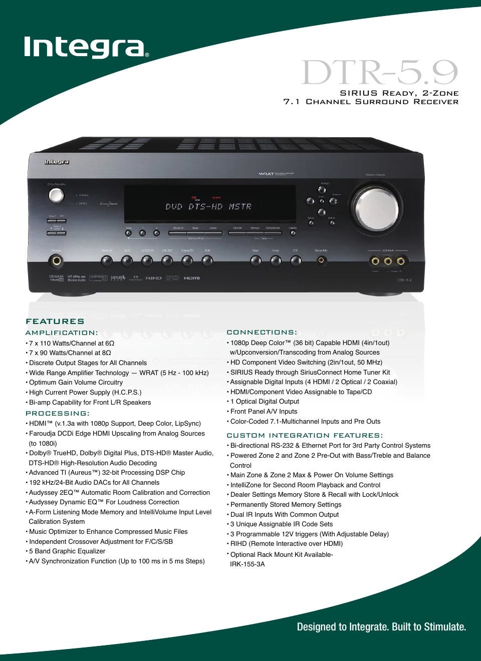 integra dtr 5 9 brochure