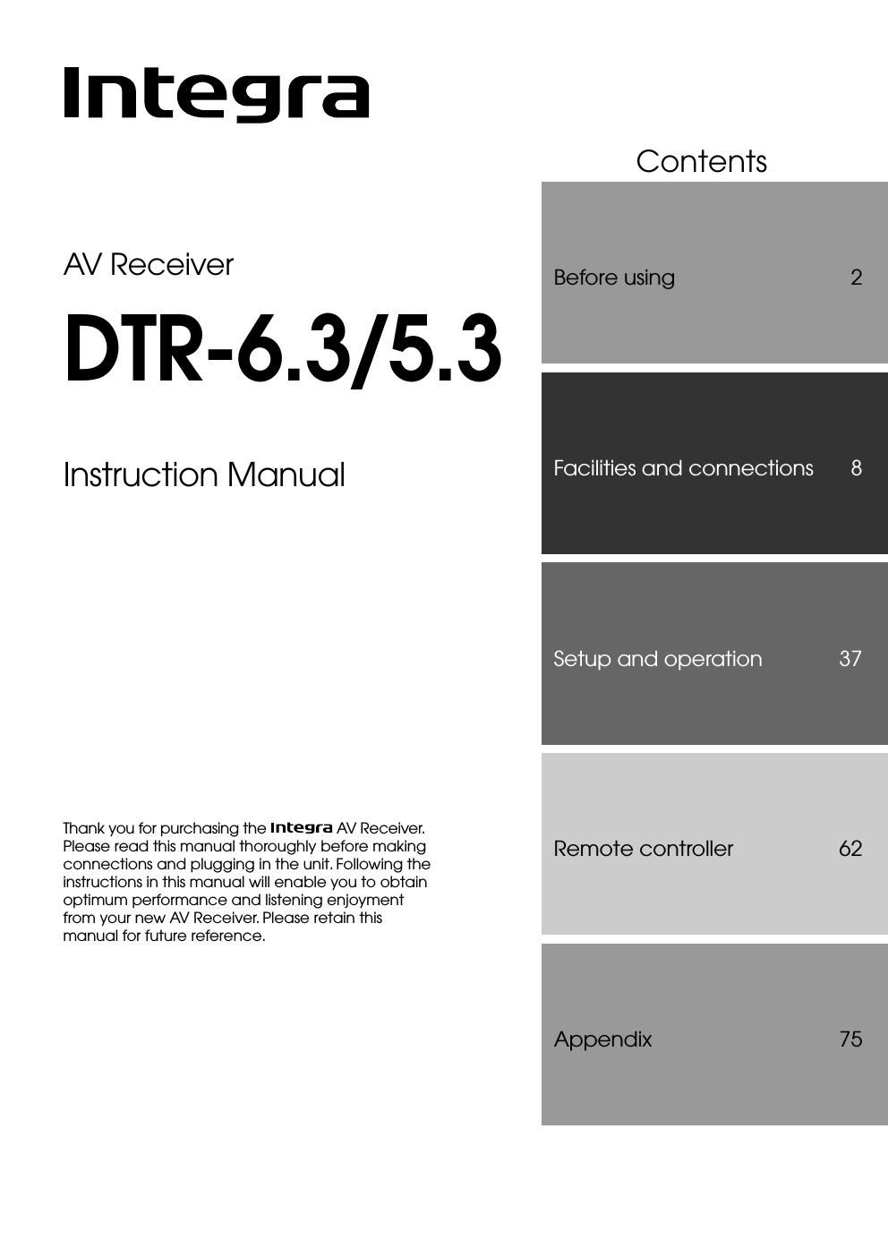 integra dtr 6 3 owners manual