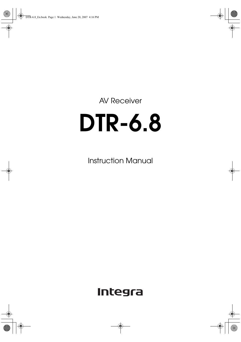 integra dtr 6 8 owners manual