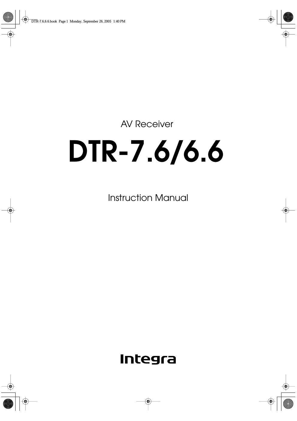 integra dtr 7 6 owners manual