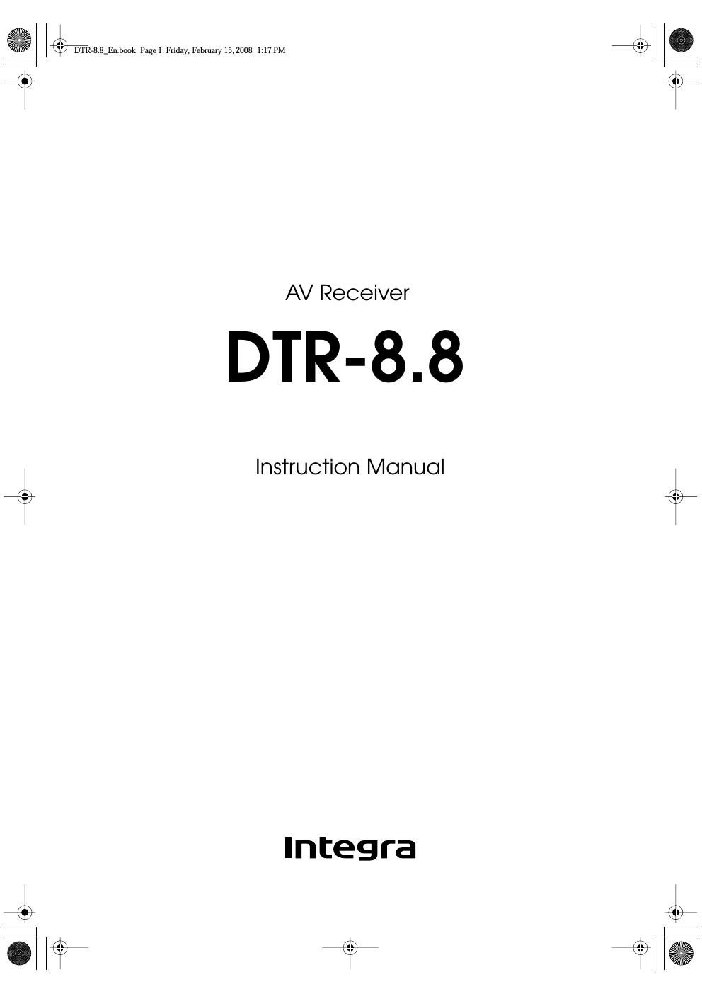 integra dtr 8 8 owners manual