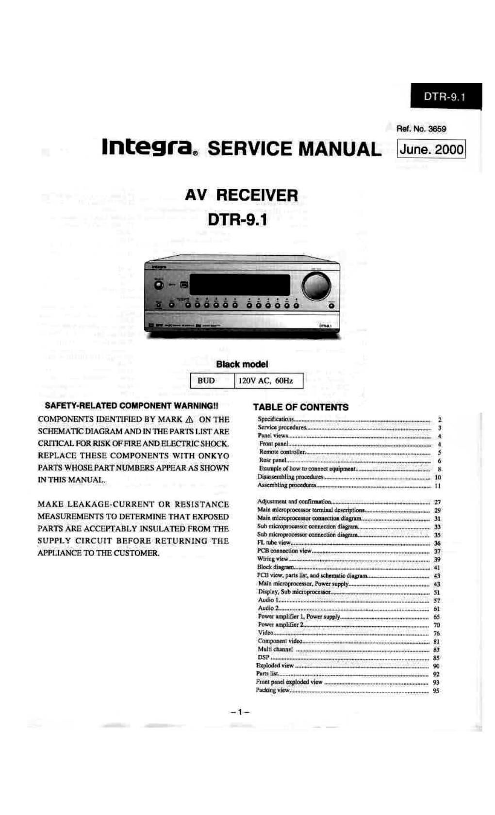 integra dtr 9 1 service manual