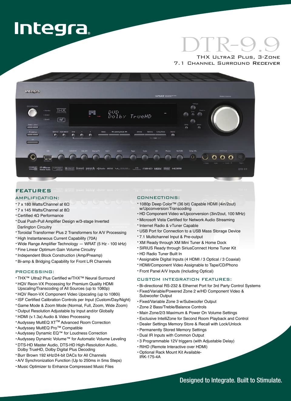 integra dtr 9 9 brochure