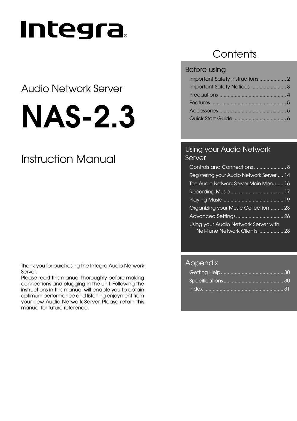 integra nas 2 3 owners manual