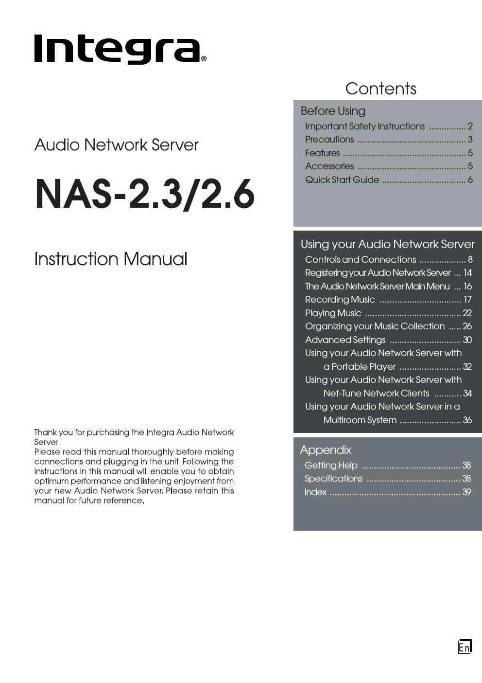 integra nas 2 6 owners manual