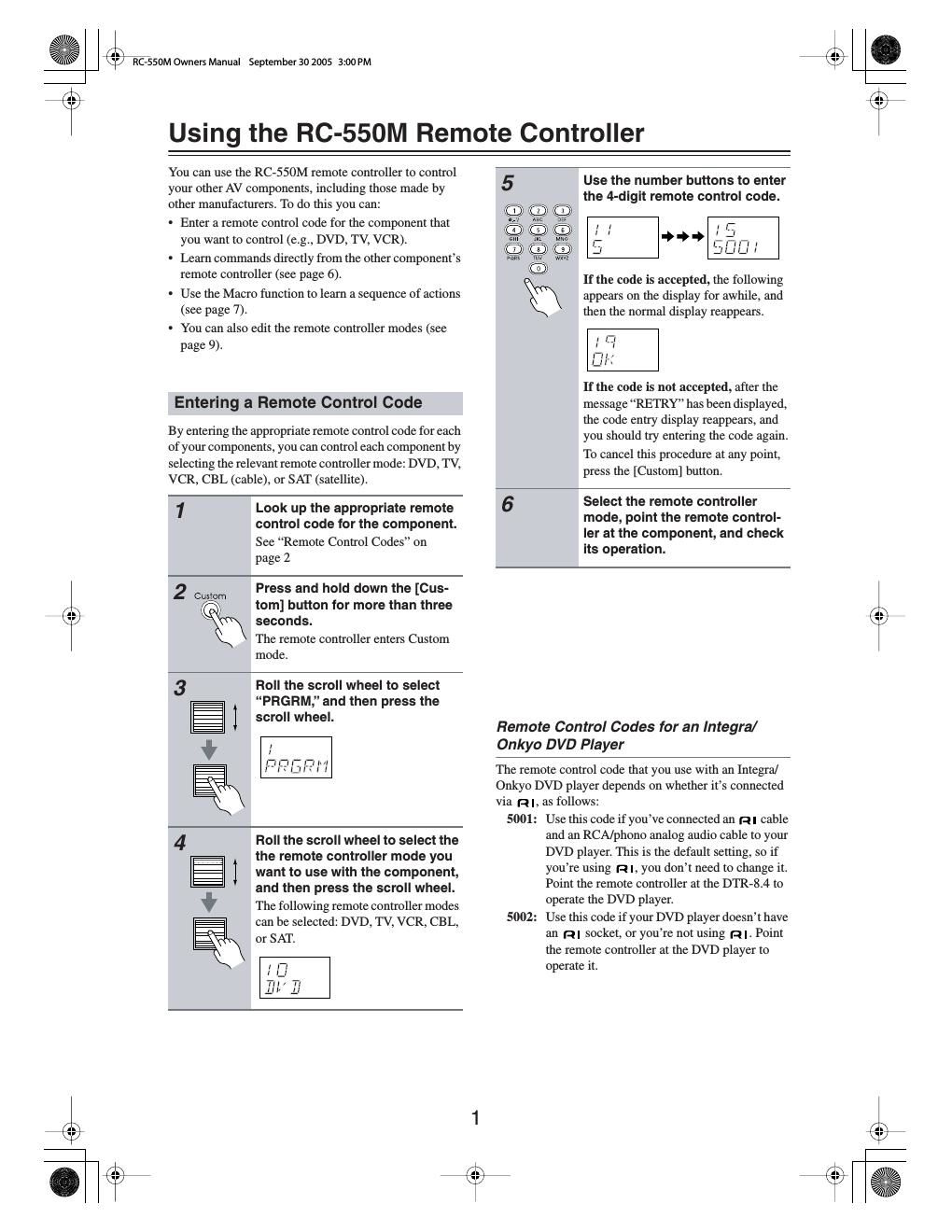 integra rc 550 m owners manual
