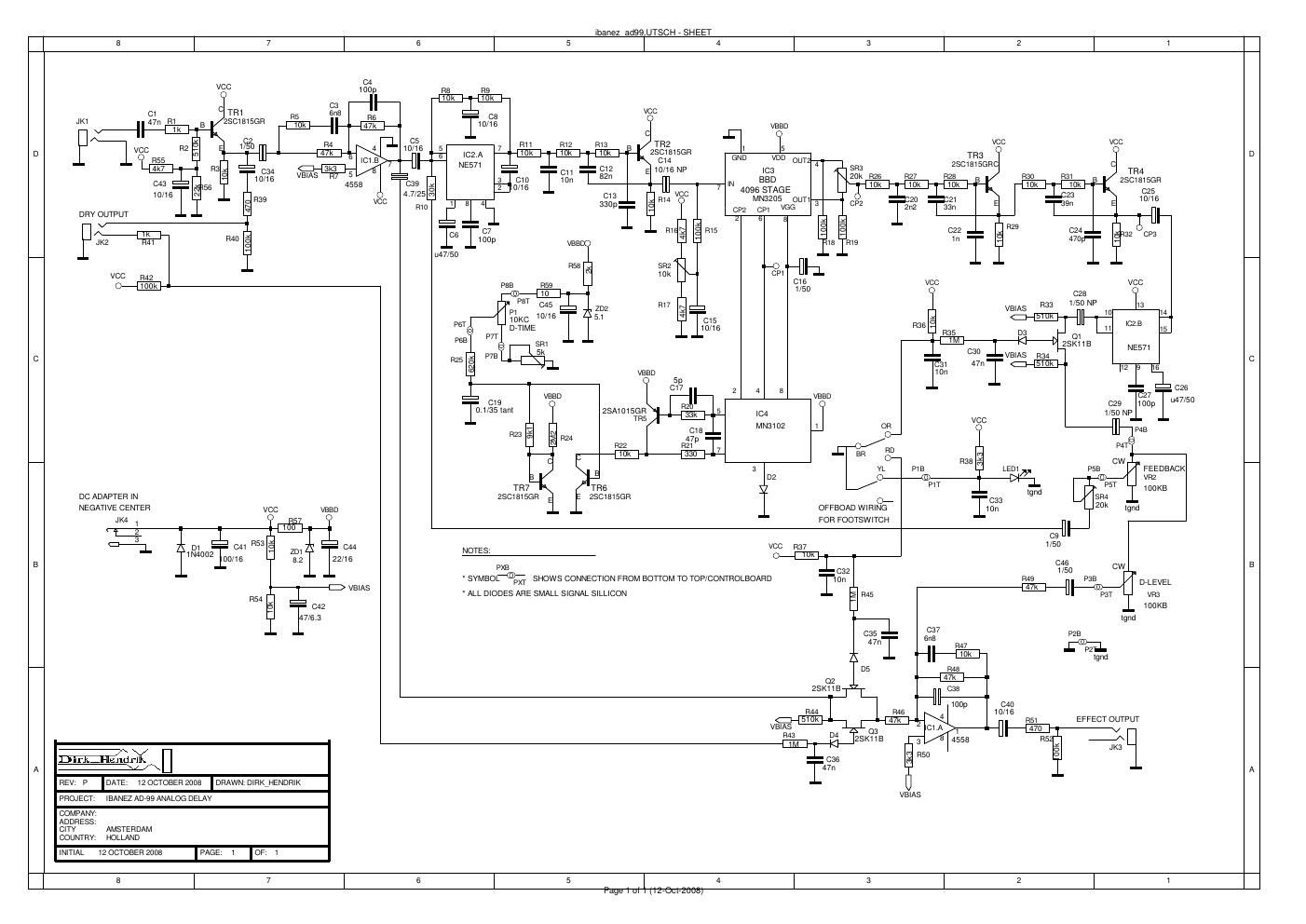 Ibanez AD 99 Analog Delay Schematic