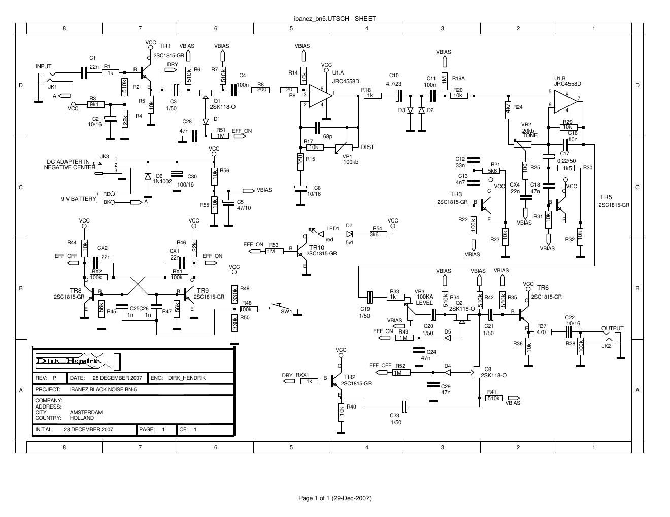 Ibanez BN 5 Black Noise Schematic