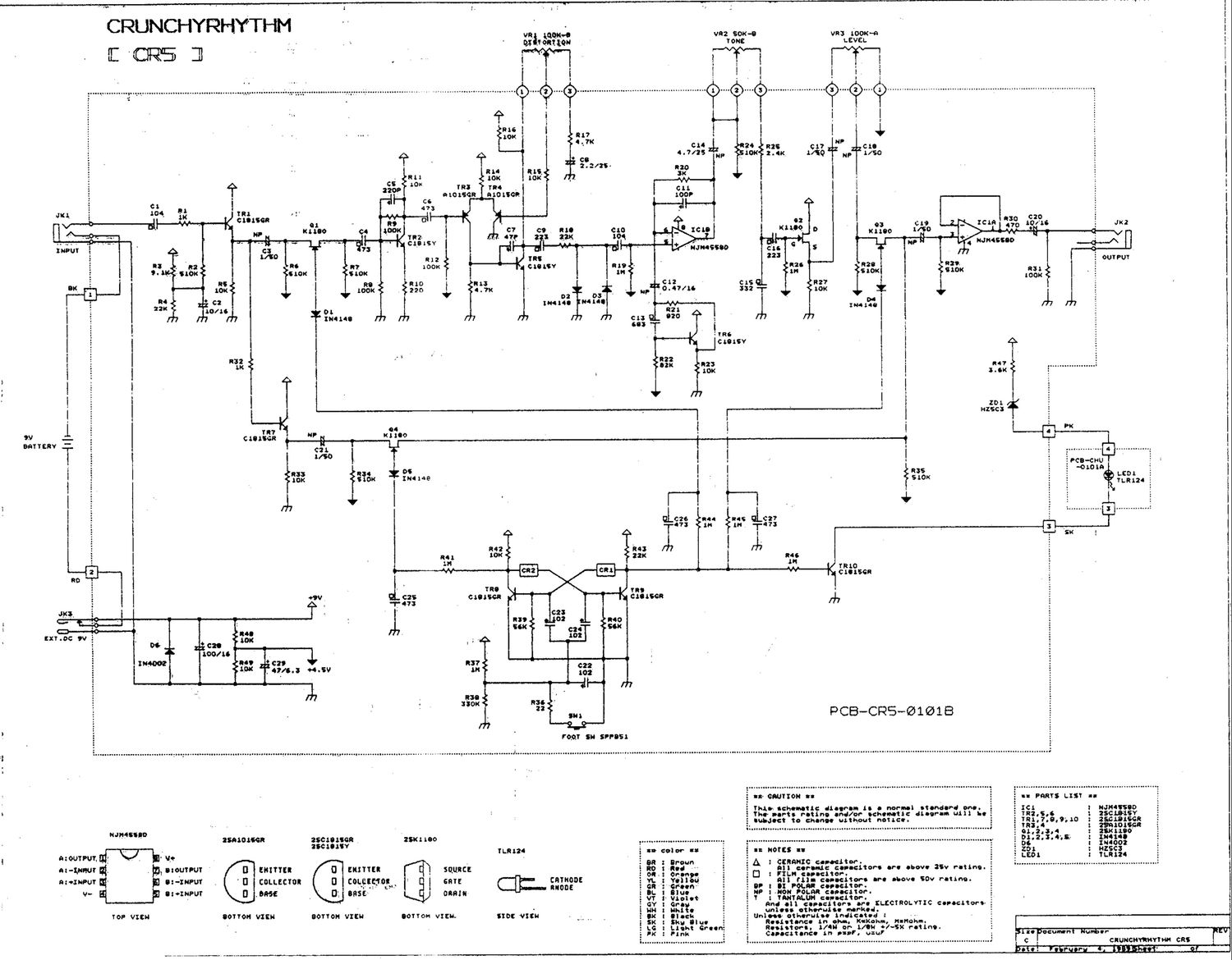 Ibanez CR 5 Crunchy Rhythm Schematic