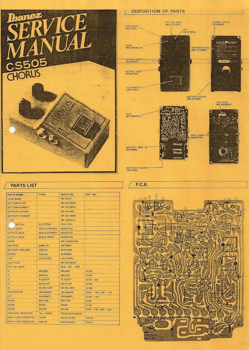 Ibanez CS 505 Chorus Service Manual