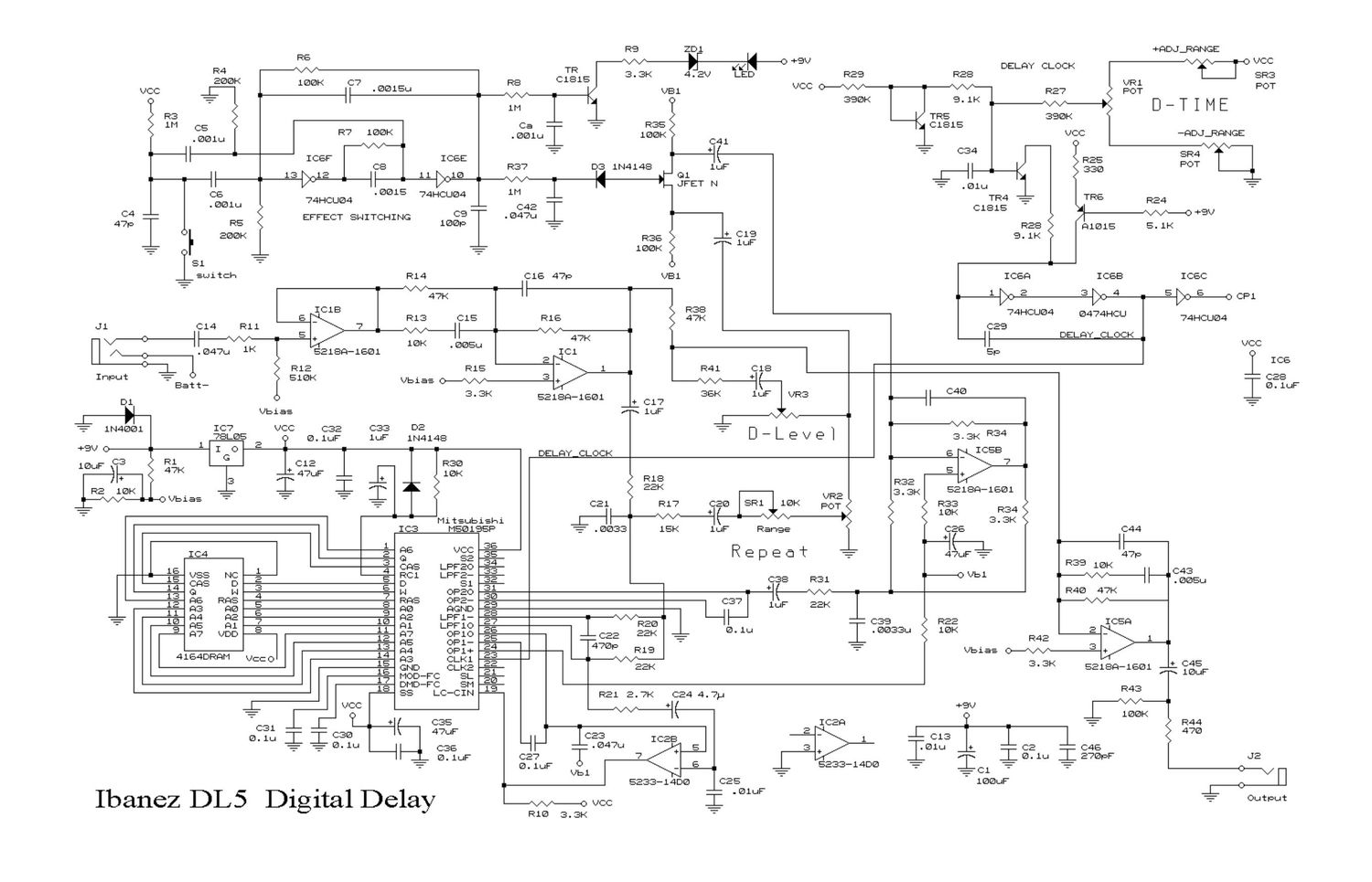 Ibanez DL 5 Digital Delay Schematic