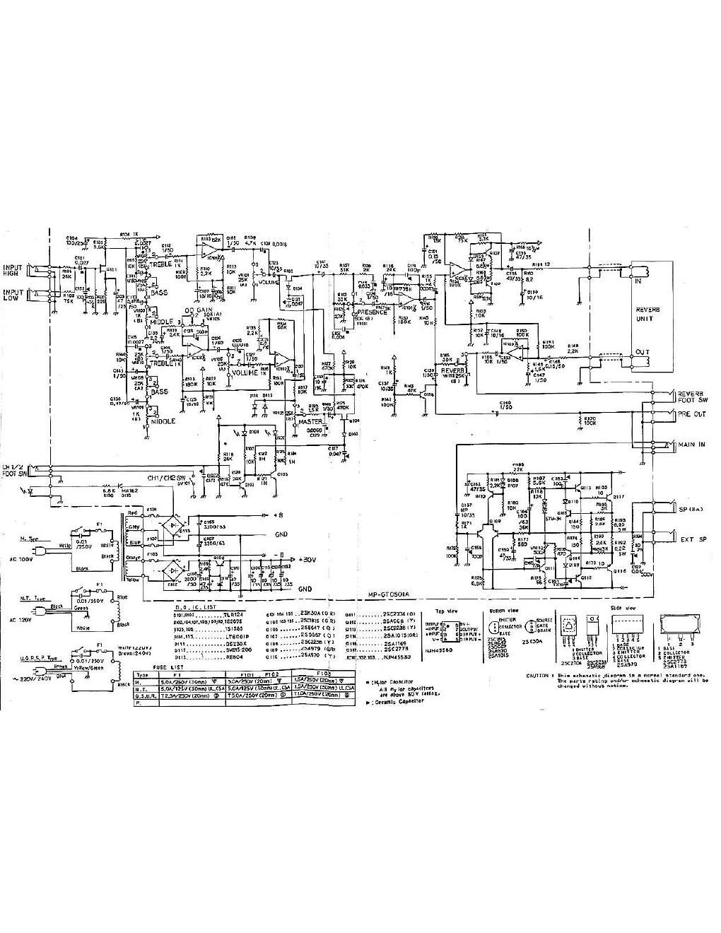 Ibanez GT 100 Schematic