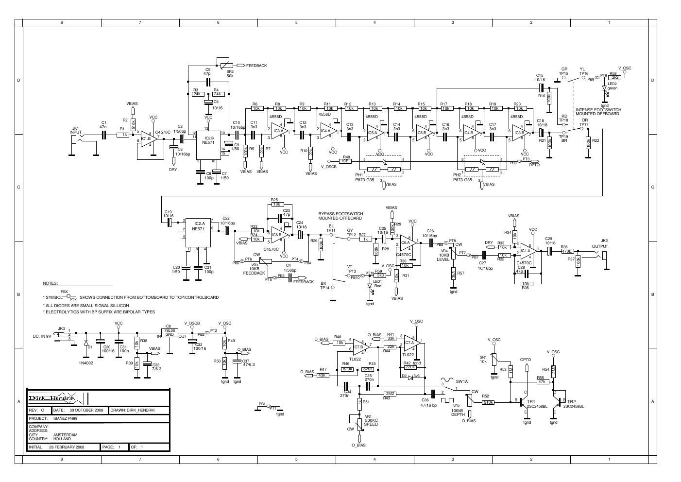 Ibanez PH 99 Phaser Schematic