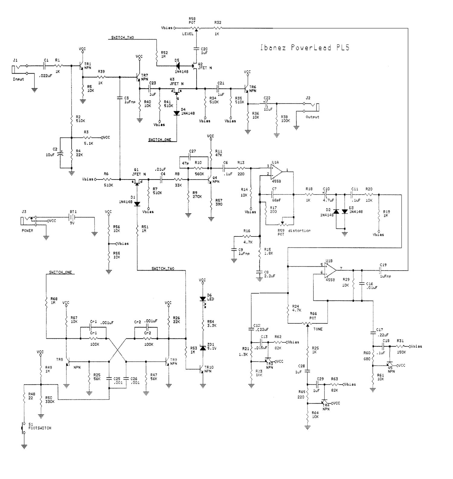 Ibanez PL 5 PowerLead Schematic