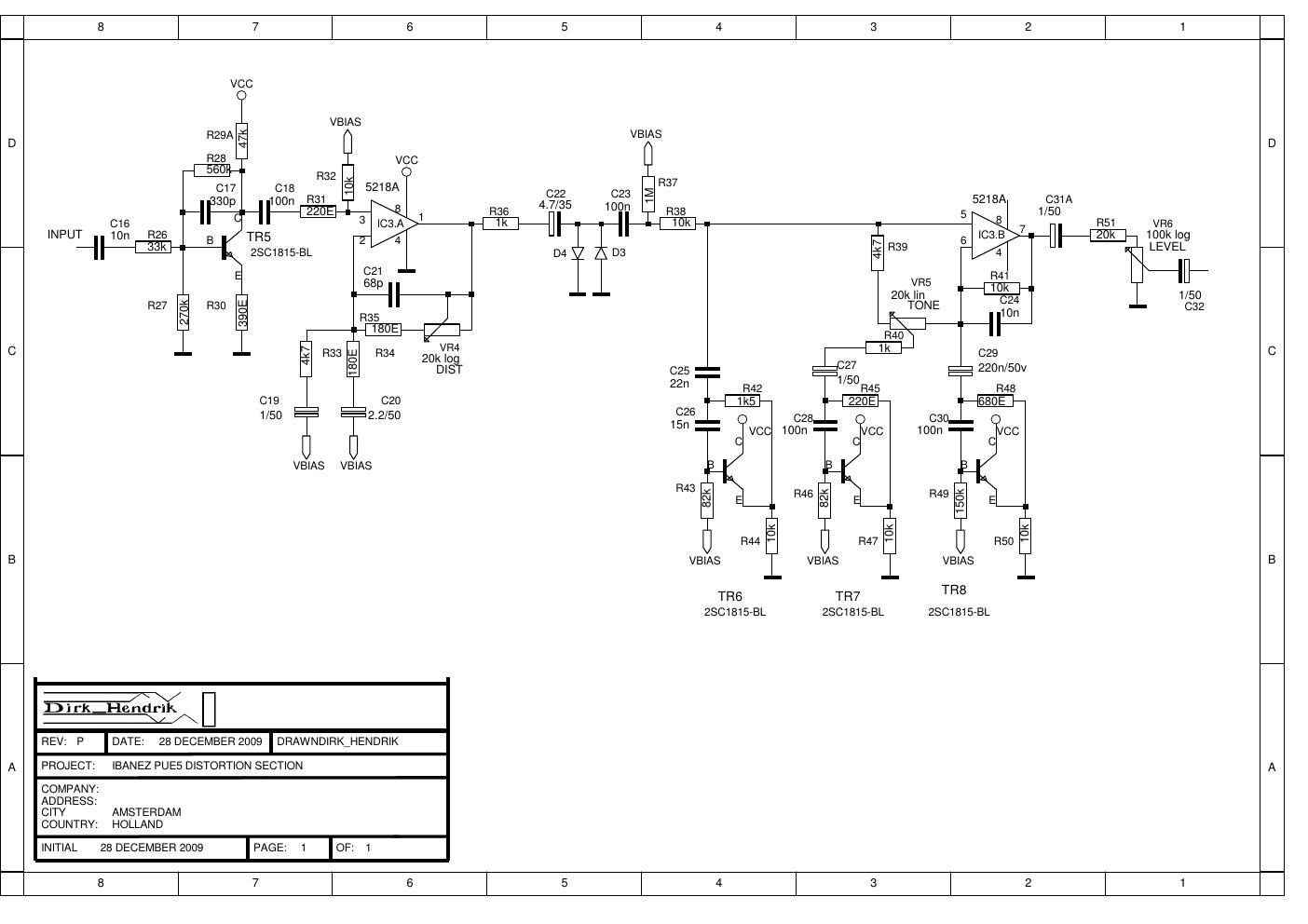 Ibanez PUE 5 Distortion Schematic