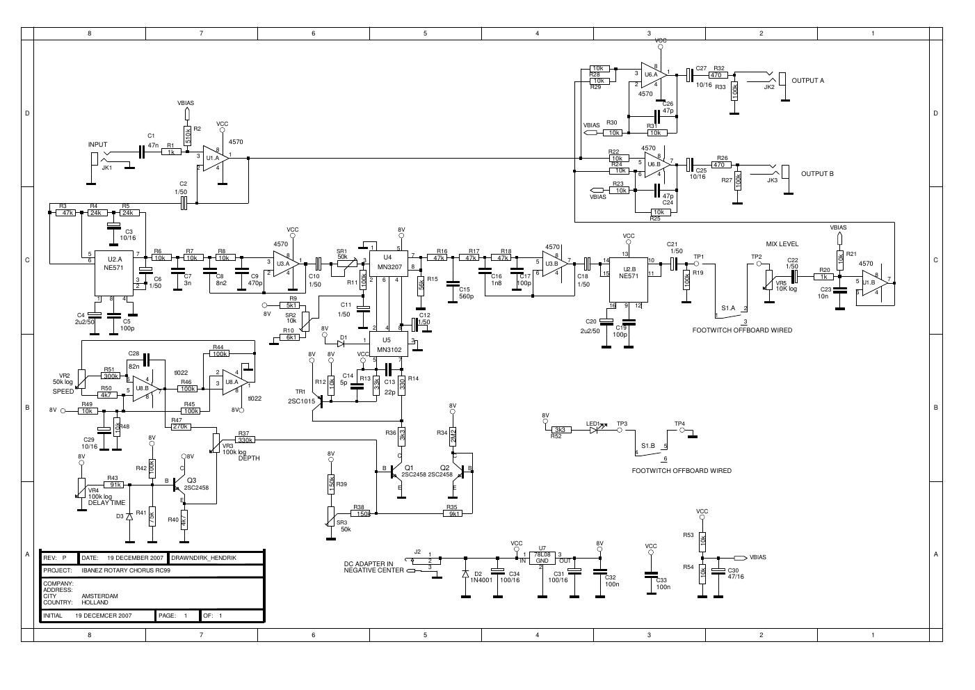 Ibanez RC 99 Rotary Chorus Schematic