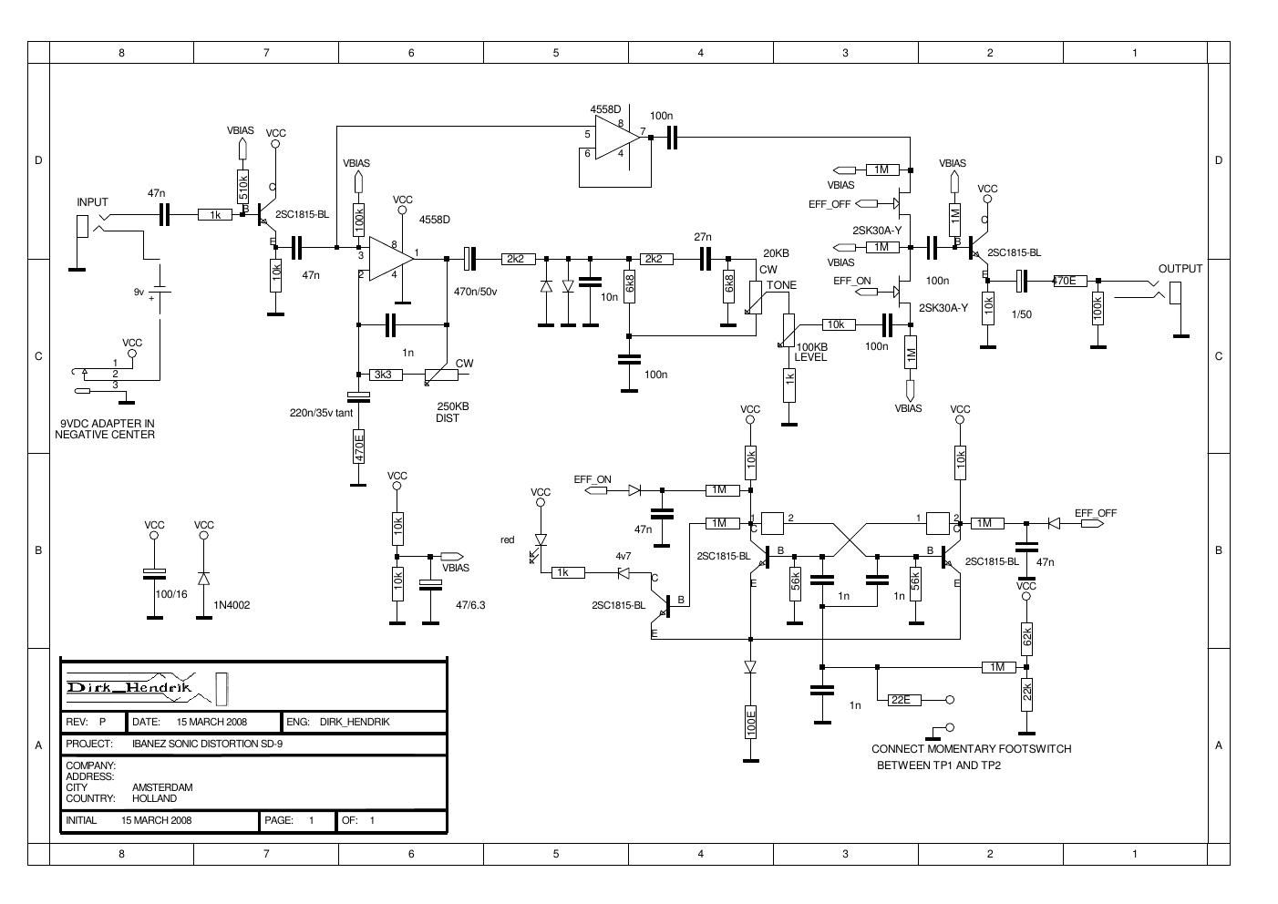 Ibanez SD 9 Distortion Schematic